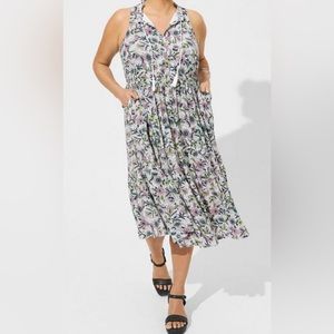 Torrid, Sz 00|M/L|10, Midi Wash Gauze Tiered Dress - NWT